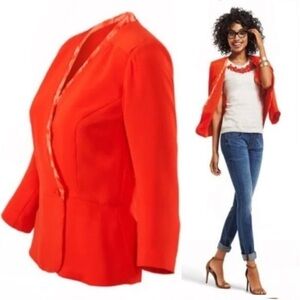 CAbi #216 Orange Grenadine Peplum Jacket
